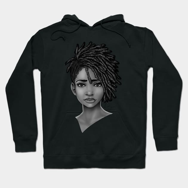 Loc Style | Beautiful Black Woman Portrait Art Hoodie by kiraJ